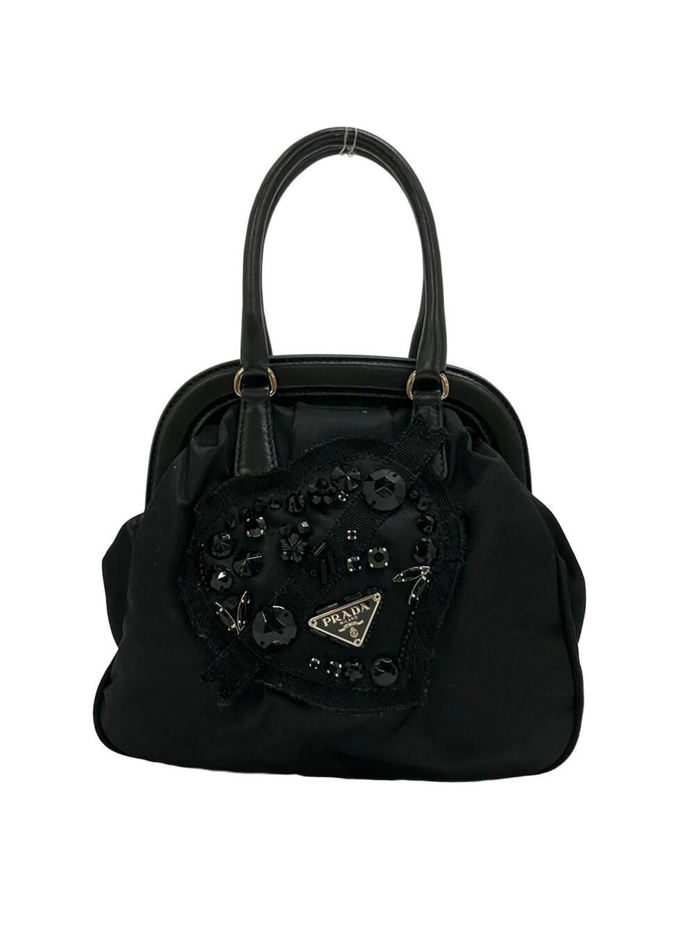 Prada Evening Heart Black Nylon Handbag #347077P71B